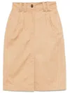 Apc Poplin Cotton Skirt Front Slit In Neutrals