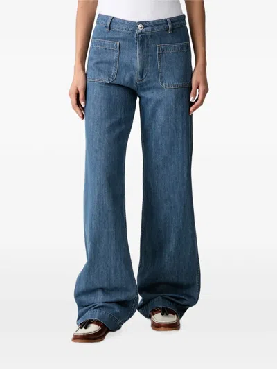 A.p.c. Victoria Patch-pocket Wide-leg Jeans In Blue