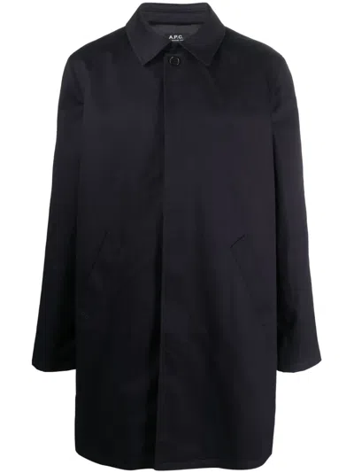 A.p.c. Mac Hugo Gabardine Trench Coat In Blue