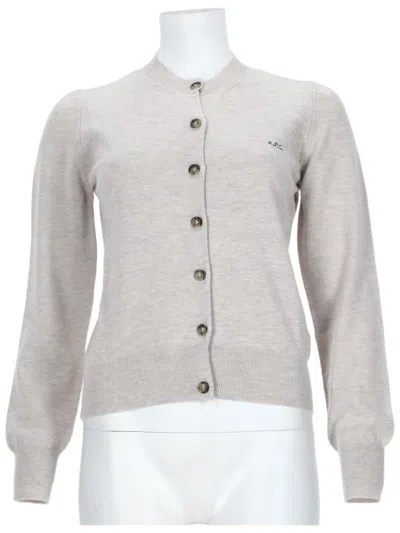 A.p.c. Virgin Wool Cardigan With Button-down Front And Ribbed Cuffs In Gray