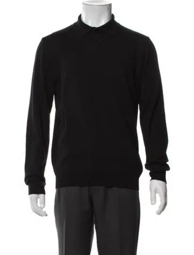 Pre-owned A.p.c. Virgin Wool Collar Polo Shirt In Black