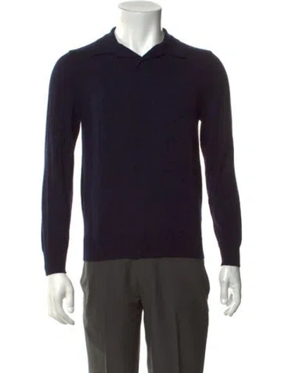 Pre-owned A.p.c. Virgin Wool Collar Polo Sweater In Black