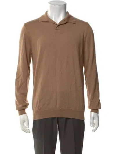 Pre-owned A.p.c. Virgin Wool Collar Polo Sweater In Neutrals