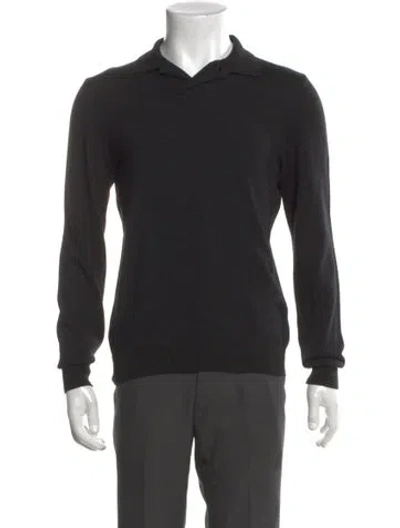 Pre-owned A.p.c. Virgin Wool Crew Neck Polo Sweater In Black