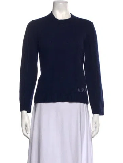 Pre-owned A.p.c. Virgin Wool Crew Neck Sweater In Blue