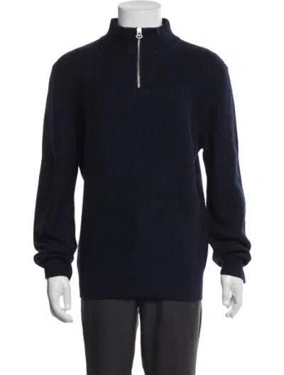 Pre-owned A.p.c. Virgin Wool Mock Neck Pullover In Blue