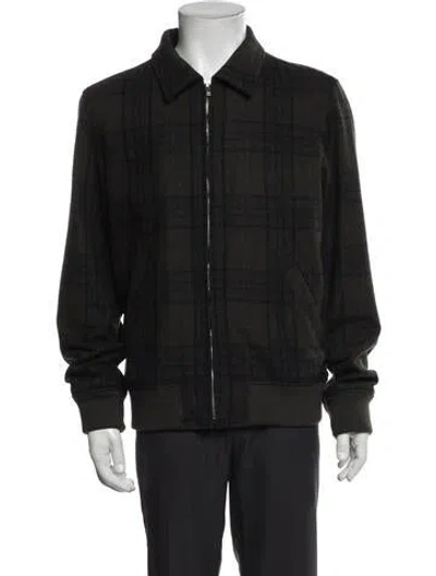 Pre-owned A.p.c. Virgin Wool Plaid Print Bomber Jacket In Black
