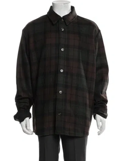 Pre-owned A.p.c. Virgin Wool Plaid Print Jacket In Black