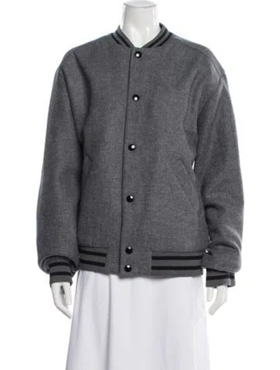 Pre-owned Apc Virgin Wool Printed Bomber Jacket In Gray