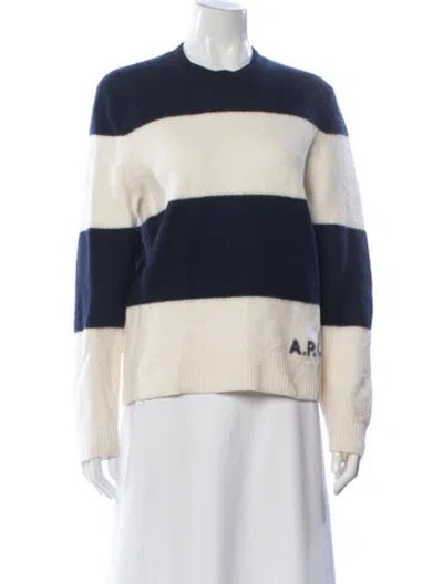 Pre-owned A.p.c. Virgin Wool Striped Sweater In Neutral