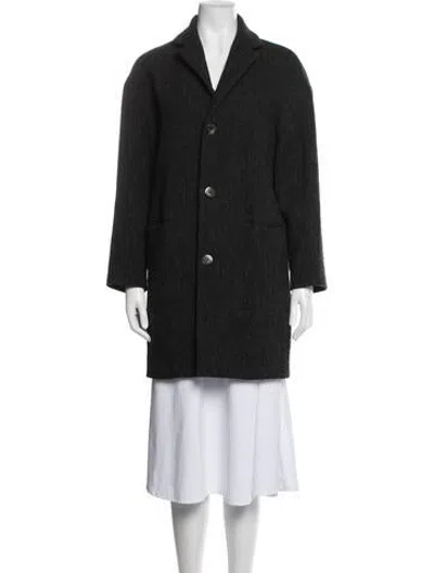 Pre-owned A.p.c. Virgin Wool Tweed Pattern Coat In Black
