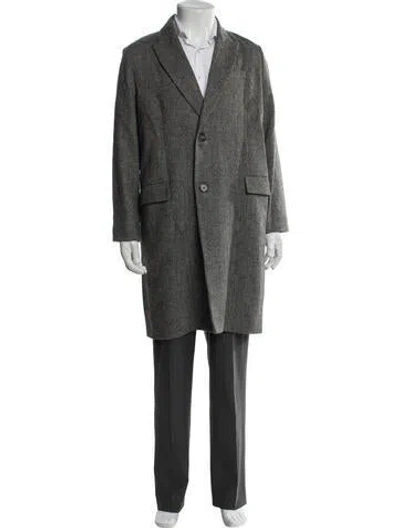 Pre-owned A.p.c. Virgin Wool Tweed Pattern Coat In Grey
