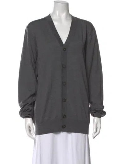Pre-owned A.p.c. Virgin Wool V-neck Sweater W/ Tags In Gray