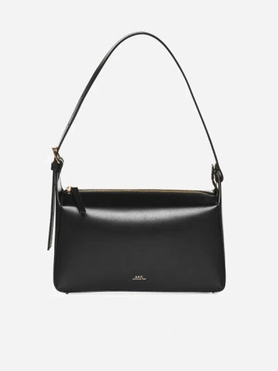 Apc Virginie Small Leather Shoulder Bag In Black