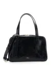 Apc Virginie Black Shoulder Bag With Removable Shoulder Strap And Front Logo In Leather Woman In Black