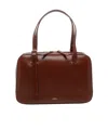 A.p.c. Structured Shoulder Bag With Top Zip Closure In Brown