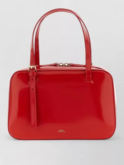 A.p.c. Virginie Box Shoulder Bag Adjustable Strap In Red