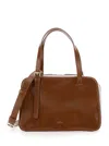 Apc Virginie Brown Shoulder Bag With Removable Shoulder Strap And Front Logo In Leather Woman In Brown