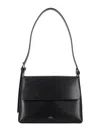 Apc A.p.c. Flap Closure Shoulder Bag With Smooth Leather Finish In Black