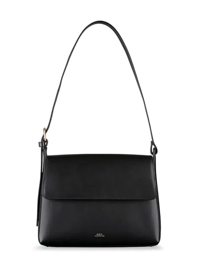 Apc Virginie Flap Leather Shoulder Bag In Black
