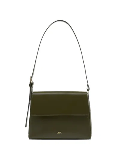 Apc Virginie Flap Leather Shoulder Bag In Green