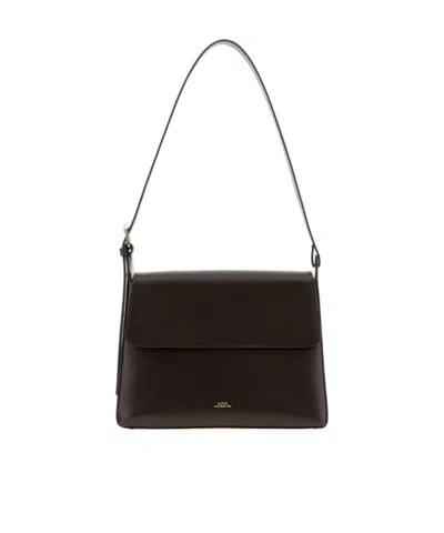 A.p.c. Virginie Flap Shoulder Bag In Brown