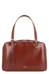 Apc A.p.c. Structured Shoulder Bag With Top Zip Closure In Brown