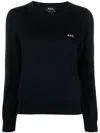 Apc Logo-embroidered Knitted Jumper In Blue
