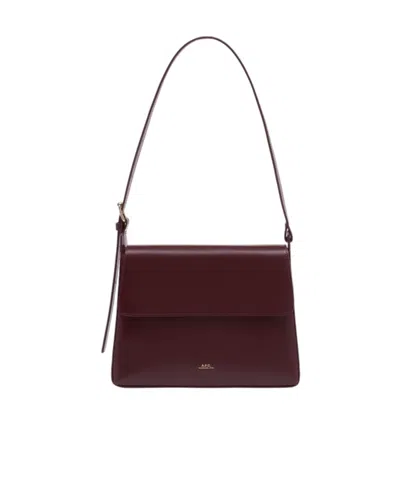 Apc A.p.c. Virginie Logo Printed Shoulder Bag In Burgundy