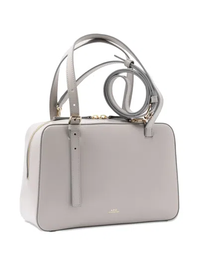 A.p.c. Virginie Logo-detail Leather Tote Bag In Gray