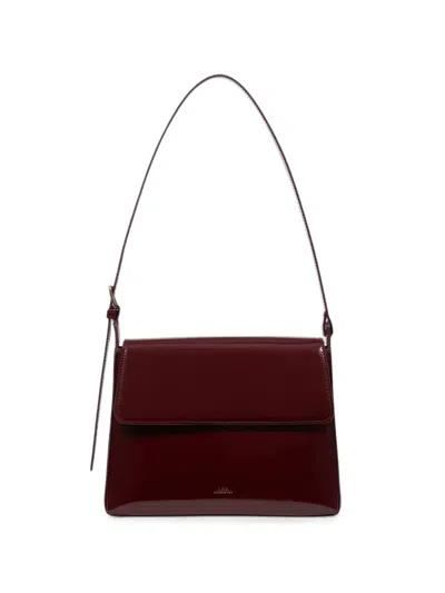 A.p.c. Virginie Polished Leather Shoulder Bag In Brown