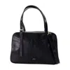 Apc Virginie Black Shoulder Bag With Removable Shoulder Strap And Front Logo In Leather Woman In Black