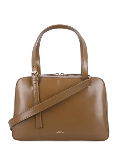 Apc A.p.c. Leather Virginie Box Bag In Brown