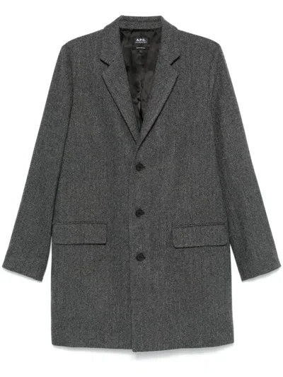 Apc Visconti Coat In Charcoal