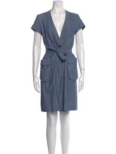 Pre-owned Apc V-neck Knee-length Dress In Blue