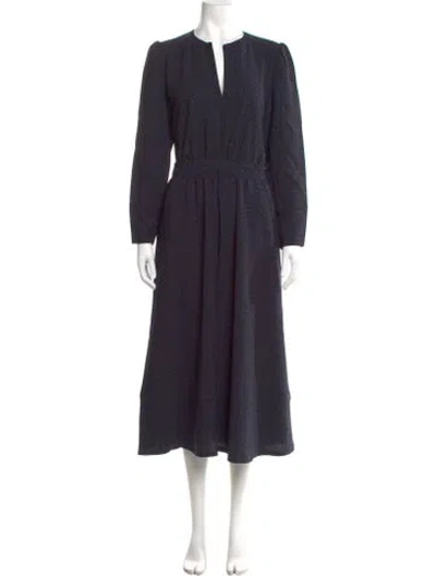 Pre-owned A.p.c. V-neck Long Dress In Blue