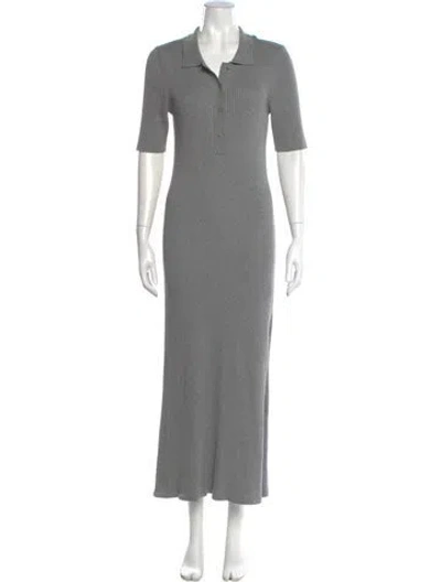 Pre-owned A.p.c. V-neck Long Dress In Gray