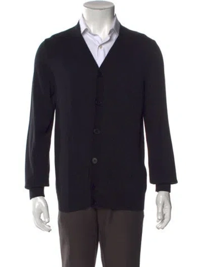 Pre-owned A.p.c. V-neck Long Sleeve Cardigan In Black