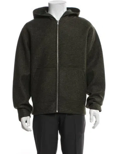 Pre-owned A.p.c. V-neck Long Sleeve Hoodie In Green