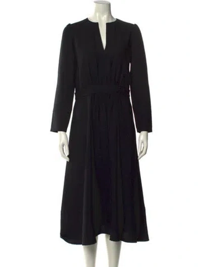 Pre-owned Apc V-neck Midi Length Dress In Black
