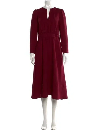 Pre-owned A.p.c. V-neck Midi Length Dress In Red