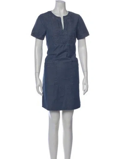 Pre-owned A.p.c. V-neck Mini Dress In Blue