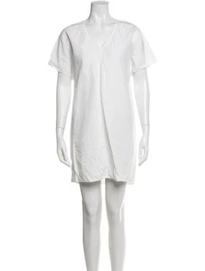 Pre-owned A.p.c. V-neck Mini Dress In White