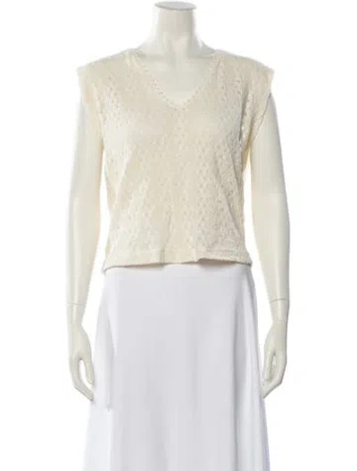 Pre-owned Apc V-neck Sleeveless Crop Top In White