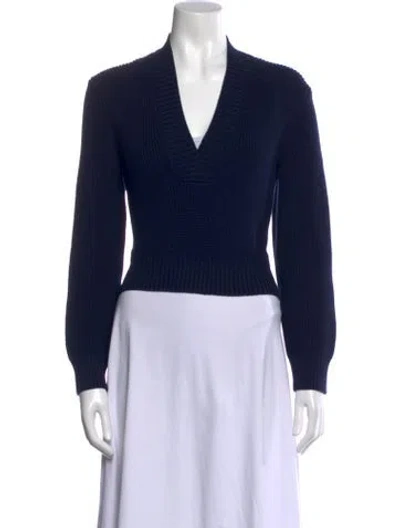 Pre-owned A.p.c. V-neck Sweater W/ Tags In Blue