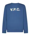 Apc A.p.c. Logo Printed Crewneck Sweatshirt In Blue