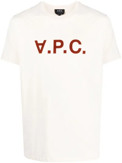 Apc Vpc Flocked-logo T-shirt In Nude