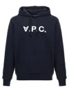 Apc A.p.c. Milo Hoodie With Flocked Logo Print In Blue