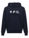 Apc A.p.c. Milo Hoodie With Flocked Logo Print In Blue