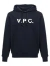 Apc A.p.c. Milo Hoodie With Flocked Logo Print In Blue